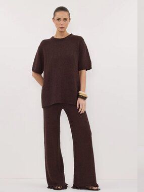 DISSH SUE CHOC FRINGE KNIT PANT S